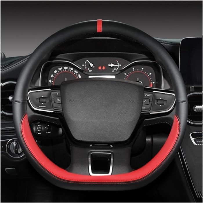 Pour Citroen C5 2008-2017, Housse De Volant De Voiture Cousu Main Cuir Véritable Noir Cousu Main