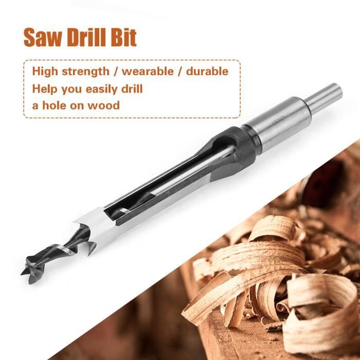 CSPARKV Lot De 6 Forets à Bois Trou Carré Bédanes Creux En Acier Outils Set Pour Travail Du Bois Foret A Trou Carre Foret Trou De Percage Mortaiser Burin 648951271416mm Meches Trou Carre 83157580