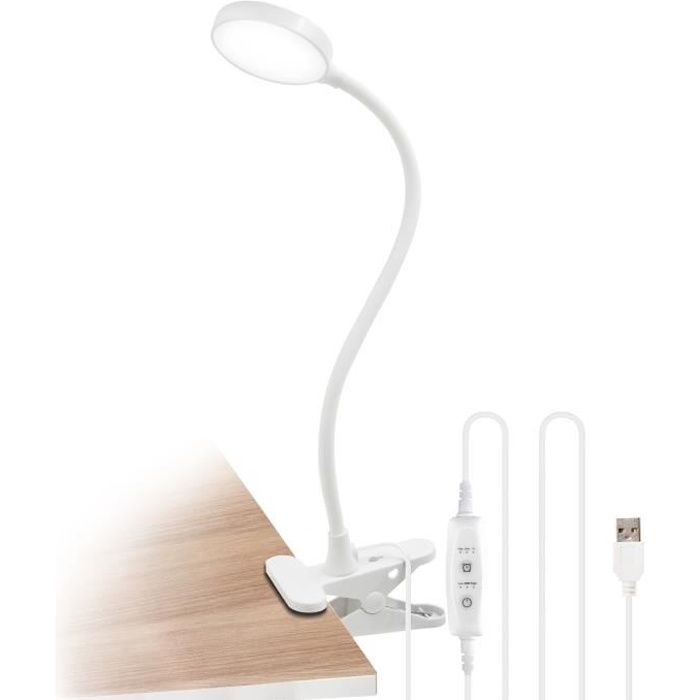 Prios Zyair lampe à pince de bureau LED, blanche