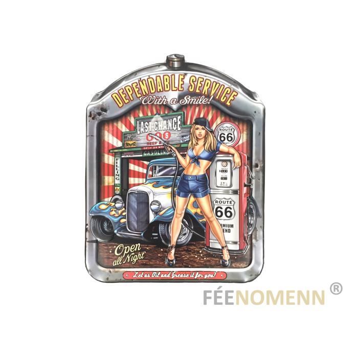 Enseigne Murale Métal Vintage Garage Pin-Up - Dimensions 8x12 Pouces, Décoration Atelier Ou Man Cave