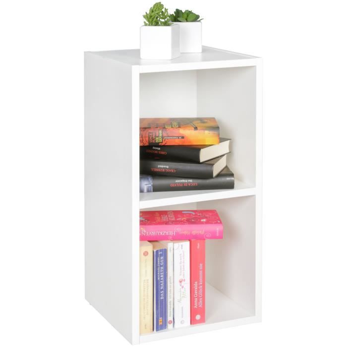 FineBuy Étagère 30x30x60 cm Blanche Bibliothèque Étroite 2 Compartiments