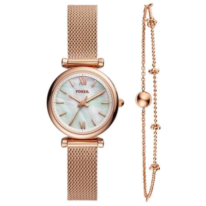 Coffret FOSSIL Montre et Bracelet en Acier Rose , - Achat/vente montre Rose  - Cdiscount