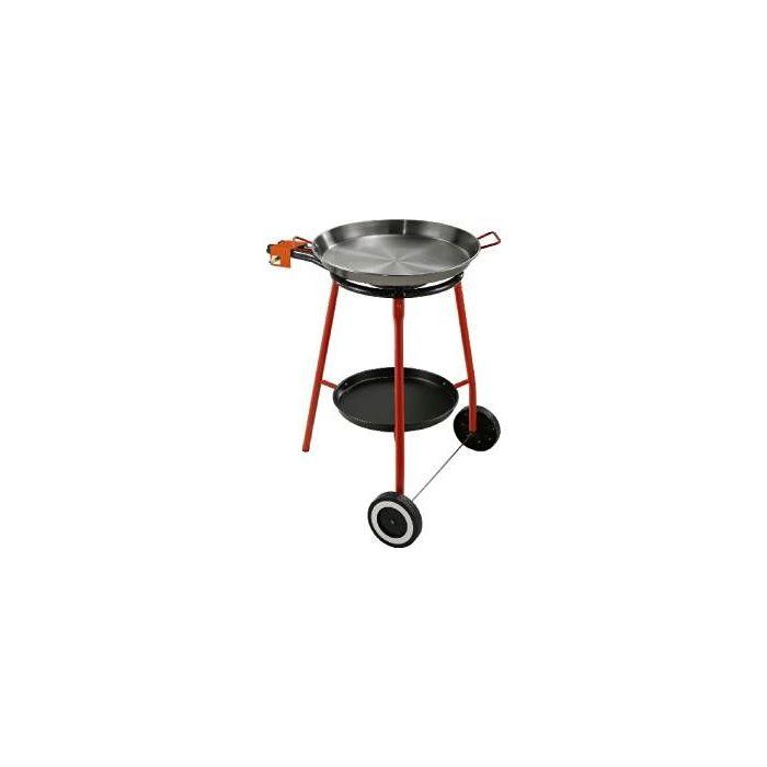 Set paella - GARCIMA - Andreu - Plat poli Ø 46 cm - 12 parts / Réchaud 40 cm - 1140 kw - 3 pieds plateau roulettes