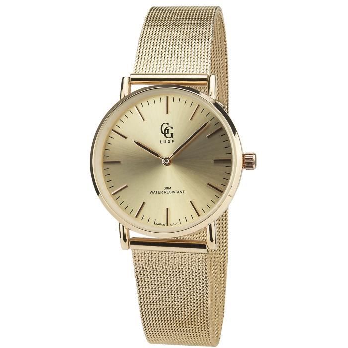 Montre Femme GG LUXE Rose Quartz Boitier Acier Affichage Analogique  Bracelet Acier Rose - Cdiscount Bijouterie
