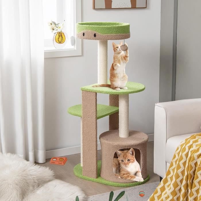 Comparer les prix de Arbre à Chat avec Grattoir en Sisal, Tour Multicouche 111 cm avec Boule et Poteau, Perchoir en Peluche,Centre d'Activités pour
