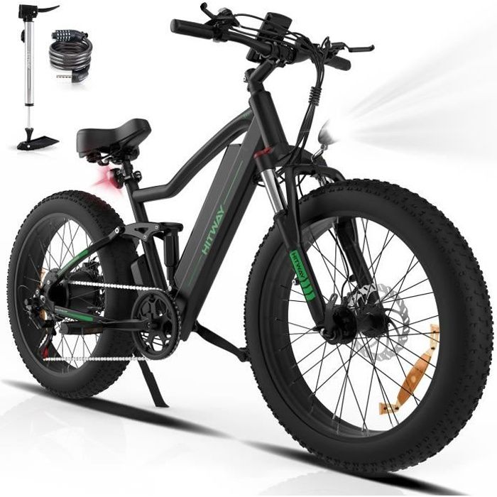 HITWAY Vélo Électrique 26*4,0 Fat Bike - VTT E-BIKE Batterie amovible 48V  15AH - Moteur 250W - Shimano 7 Vitesses - Autonomie jusqu - Cdiscount Sport