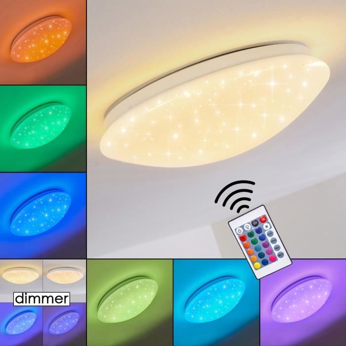 Plafonnier LED - HOFSTEIN - Norton Star RGB - Effet ciel étoilé - Télécommande incluse - 900 Lumen
