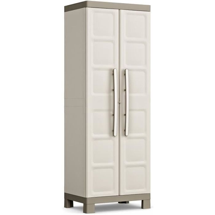 Armoire de rangement KETER EXCELLENCE - 2 portes 4 étagères réglables - Beige/Taupe