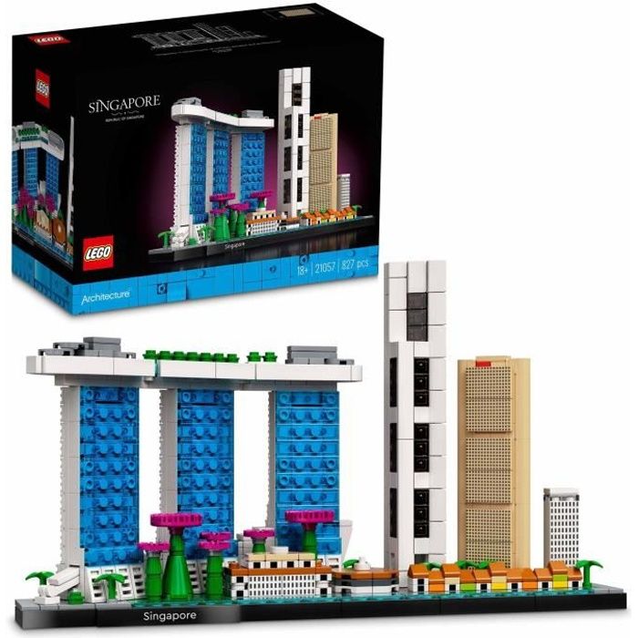 lego® 21057 architecture singapour, loisirs créatifs pour adultes, collection skyline, décoration pour la maison