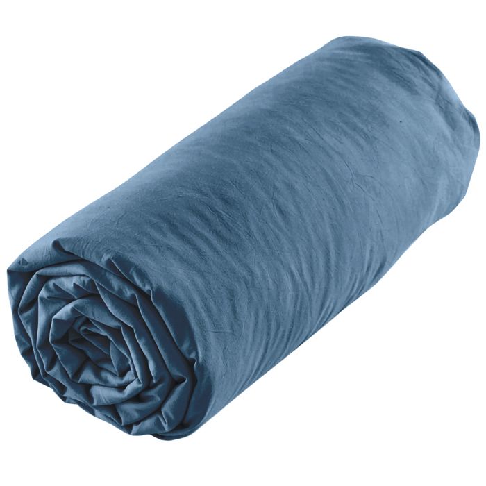 Drap housse uni 160x200 cm MILA 100% polyester micro lavée bleu nuit Drap housse uni 160x200 cm MILA 100% polyester micro lavée bleu nuit