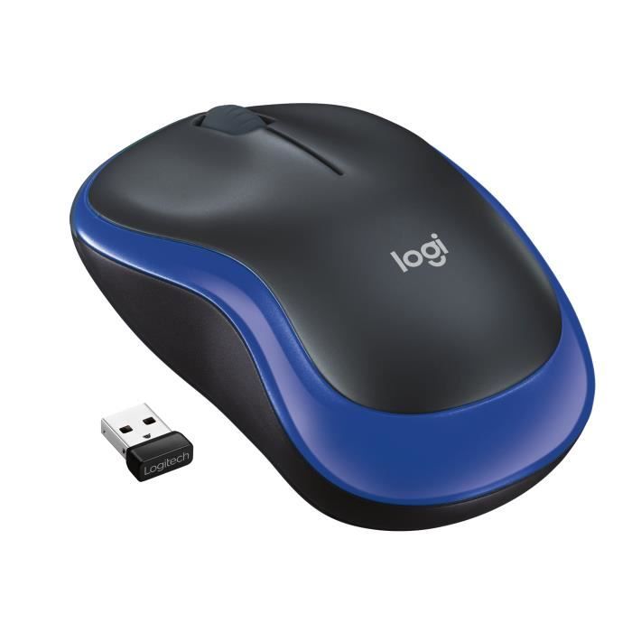 Souris - LOGITECH - M185 - Noir Bleu - Ambidextre - 3 boutons programmables