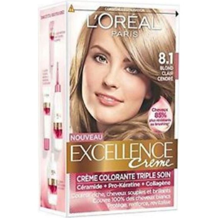 L Oreal Paris Excellence Creme Coloration 8 1 Blond Clair Cendre X1 Cdiscount Au Quotidien