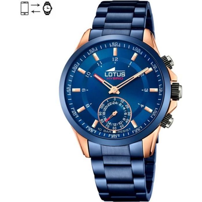 Montre connectée - LOTUS - Hybrid - Acier inoxydable 316L - Or rose - Bleu