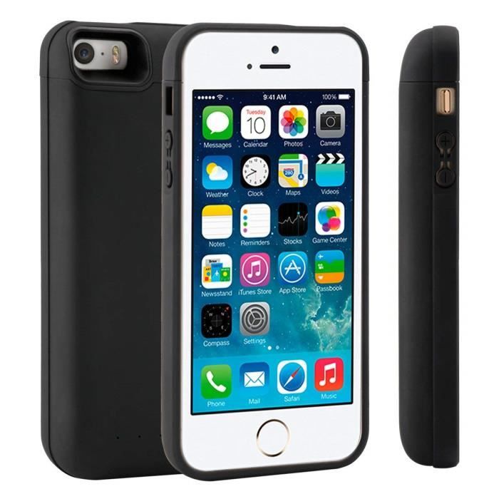 YISHDA Coque de Batterie pour iPhone 5/5S/SE ne Convient Pas à 5C 4000 mAh Rechargeable avec Batterie étendue et Chargeur magnétique pour iPhone 5/5S/SE Noir 