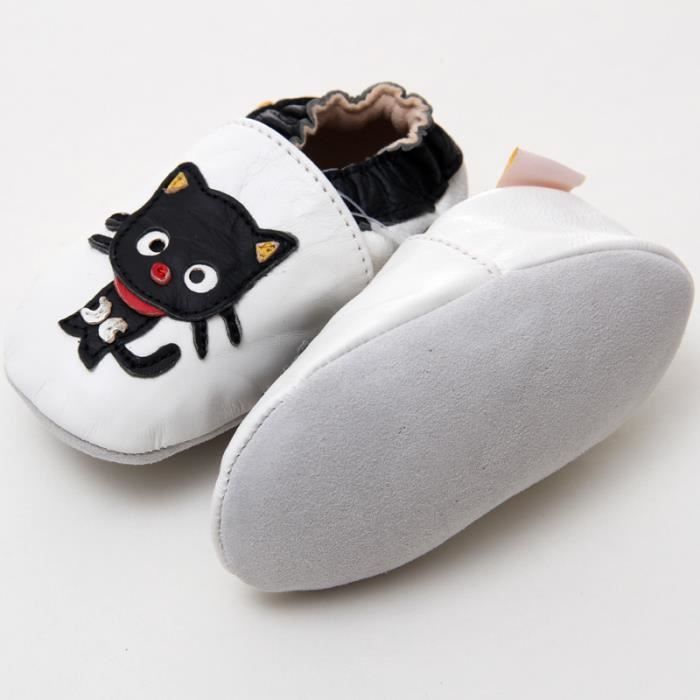 Mignon Le Loup Doux Bambin Chaussons Bebe En Cuir Doux Blanc Cdiscount