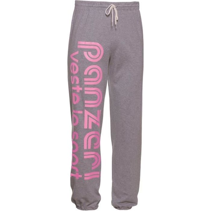 pantalon de sport pour homme - panzeri - uni h - gris chiné/rose fluo - idéal pour activités en indoor