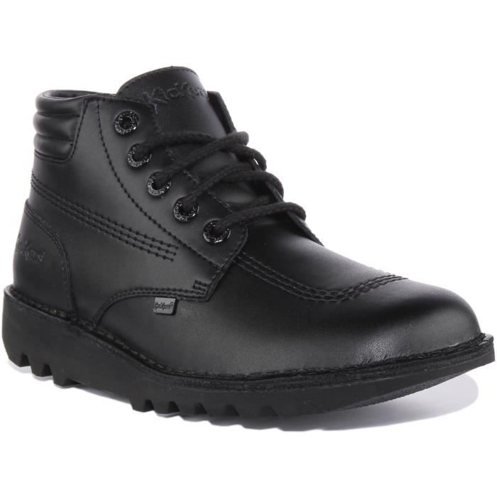 Kickers Kick Hi Padded Bottes En Cuir Noir Pour Hommes Noir