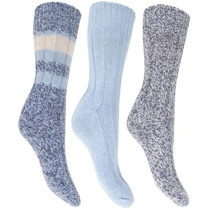 - Femme lot de 3 paires Chaussettes thermiques épaisses Floso