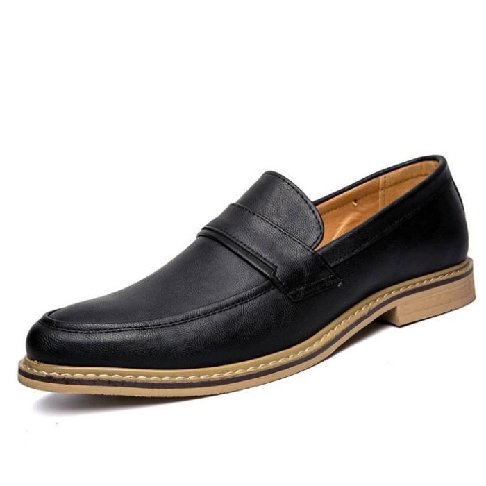 ANUFER Chaussures Homme Mocassins à Boucle Simple En Cuir Microfibre - Mocassins Élégants Et Confortables Pour Toutes Occasions