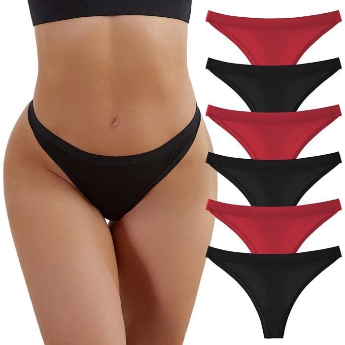Lot De 6 Strings Coton Pour Femme - Culottes Sexy Confortables - Tailles S à XL - Couleurs Assorties - BeReady