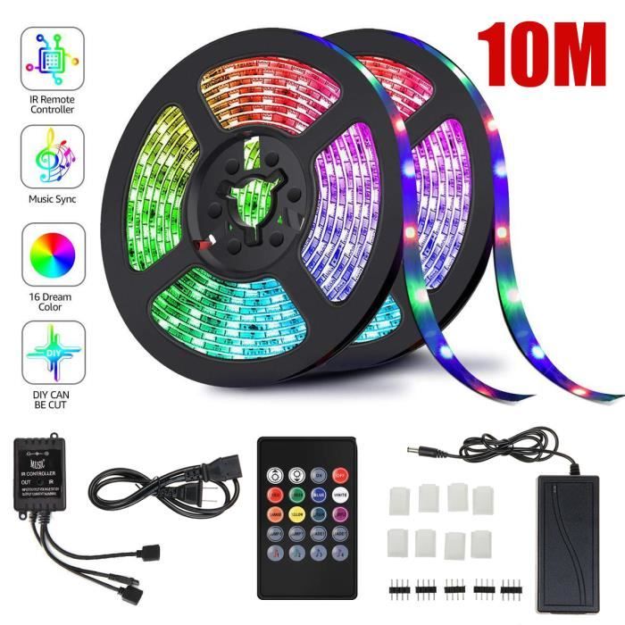 Ruban LED RGB 10 Mètres 5050 – Flexible, Multicolore, Alimentation USB