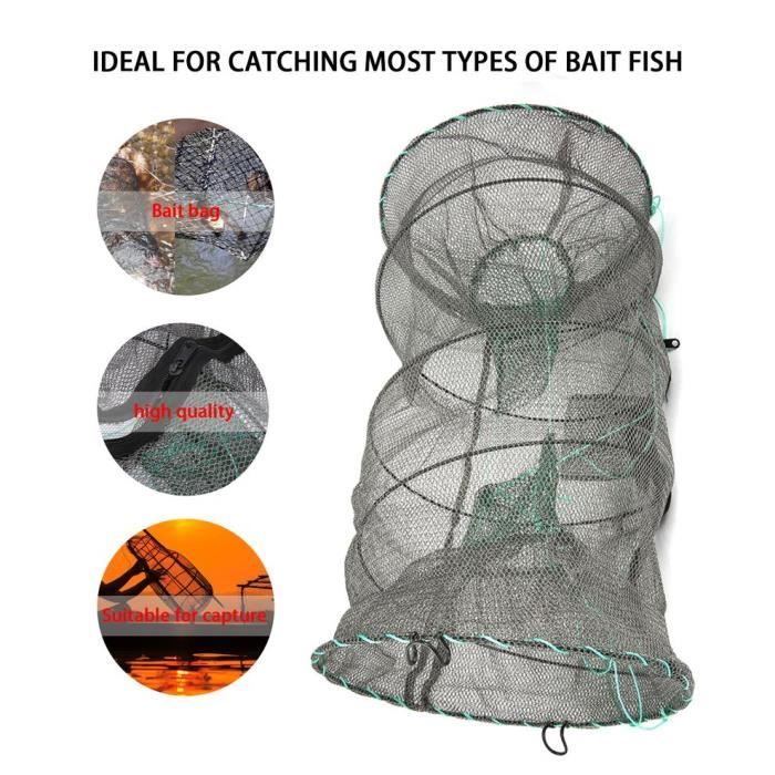 Lot 2 Cages à écrevisses/crabes - Fil PP, 35,7x35,7x11 Cm, 8 Trous, Pour Pêche En Eau Douce Ou Mer
