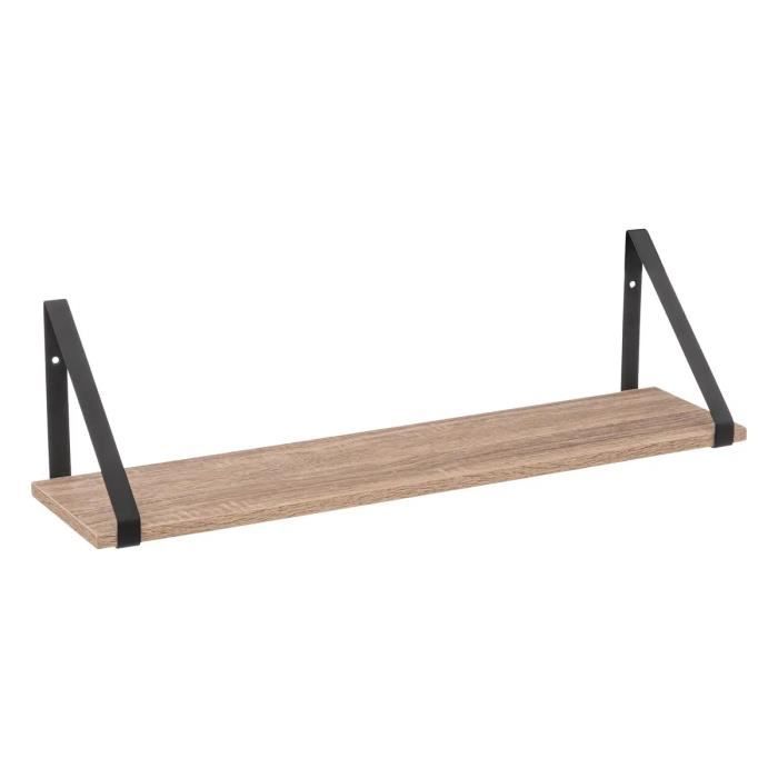 Ensemble étagère murale en MDF avec équerres en métal noir - Longueur 58 x Profondeur 16 x Hauteur 15 cm Ensemble étagère murale en MDF avec équerres en métal noir - Longueur 58 x Profondeur 16 x Hauteur 15 cm