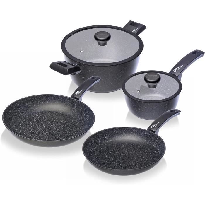 Lot De 3 Casseroles Antiadhésives En Aluminium Pressé (16 18 20Cm