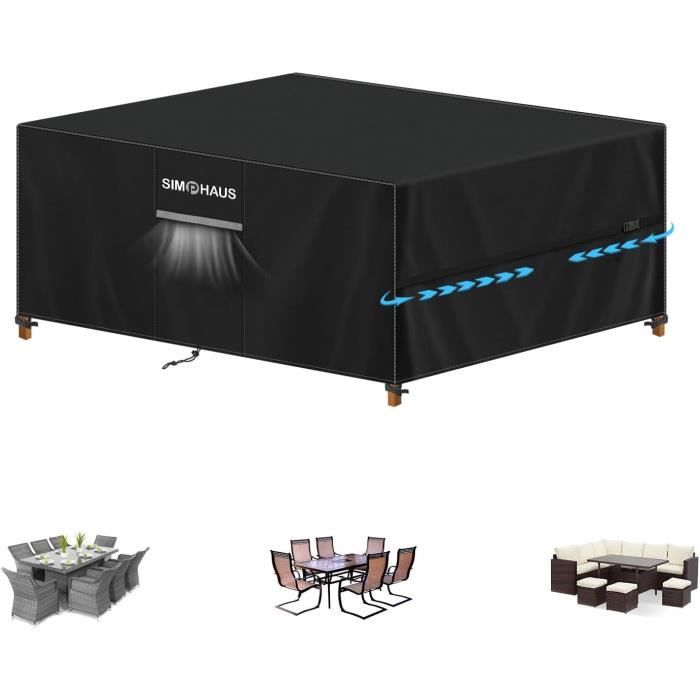 Housse De Protection Table Jardin 75x55x70cm - Oxford 420D Imperméable - Coupe-Vent - Noir