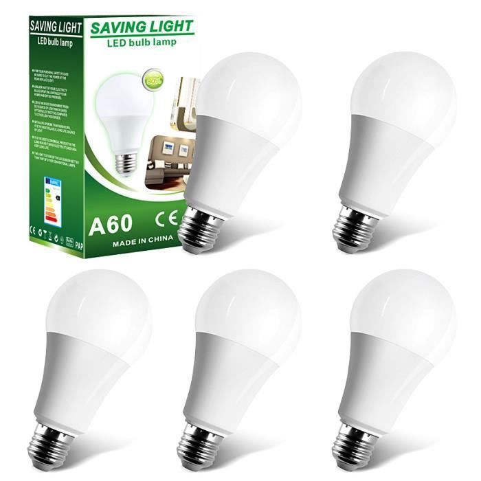 Ampoule LED E27 12W Équivaut Ampoule à 100W, 1200LM lumière Blanc 6500K, Non Dimmable, A60 culot