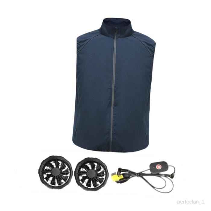 Gilet Rafraîchissant Ventilé Homme/femme - 2 Ventilateurs USB, Autonomie 8h - Réduit La Température Ressentie De 5-8°C - Pour Travail Extérieur, Vélo