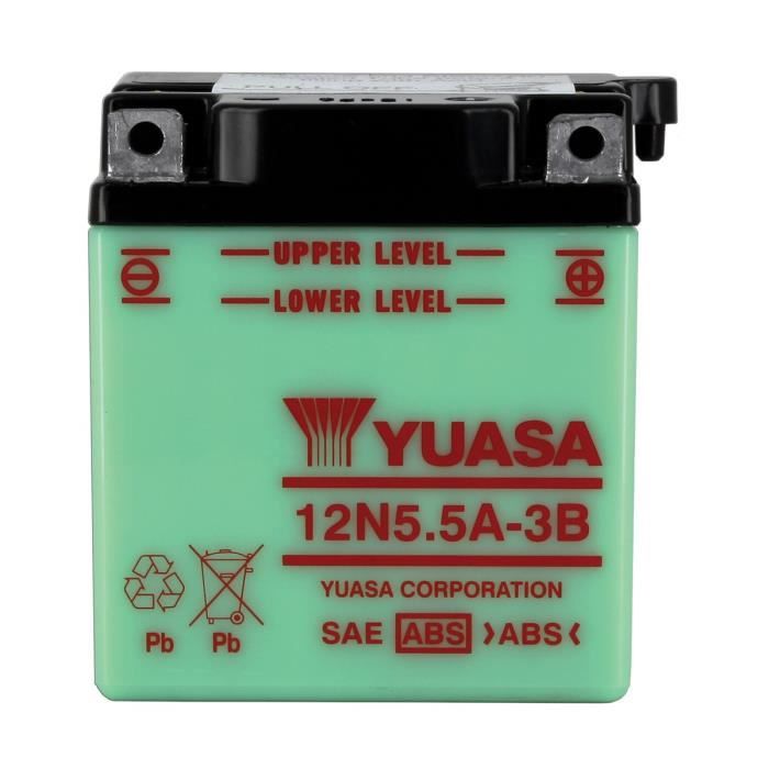 YUASA - Batterie Moto 12V Avec Entretien Sans Pack Acide 12N5.5A-3B