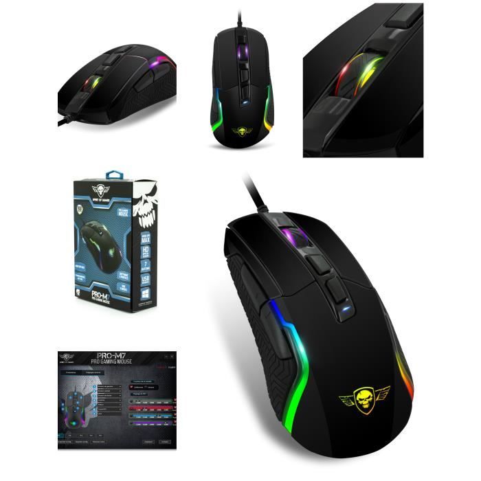Pack GAMER GAMING PRO M3 RGB SPIRIT OF GAMER Coque design 7200DPI + TAPIS DESIGN - vue 6