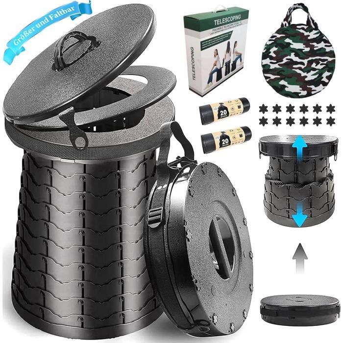 Toilette Portable Pliable Pour Camping Et Voiture – Seau Hygiénique Adulte Avec Couvercle | Gris, Compacte 23x22x23cm - 5