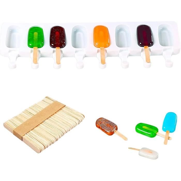 Pack de Moule à 8 Cavités à Crème glace Silicone 100 bâtonnets Fiche