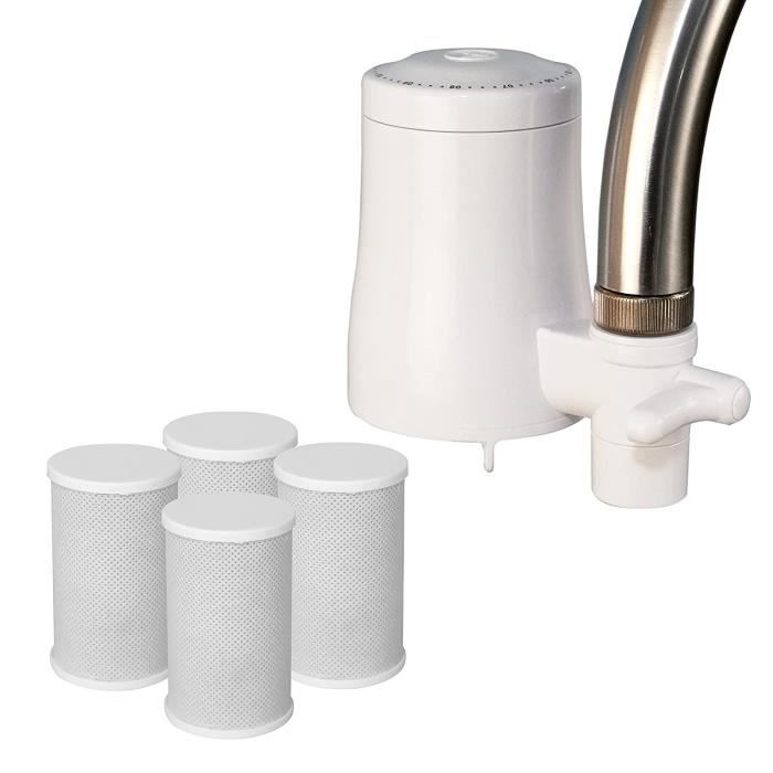 Tappwater EcoPro - Filtre à Eau Sur Robinet 5 Étapes Nanotechnologie - Élimine Chlore, Calcaire Et 100 Substances (4 Recharges)