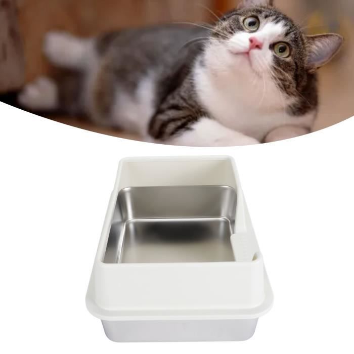 Meilleurs prix pour Bac à litière pour chat en acier inoxydable - SURENHAP - côtés fermés - Gris - Petite