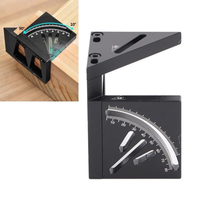 Règle Multi-angle 3D QWORK - Alliage Aluminium - Angles 45/90° - Pour Bois Et Ingénierie