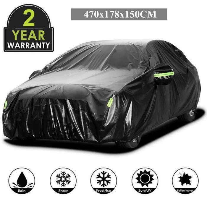Housse Protection Auto Extérieure - TOOLUCK - Sedan 470x178x150CM - Étanche - Anti-UV - Noir