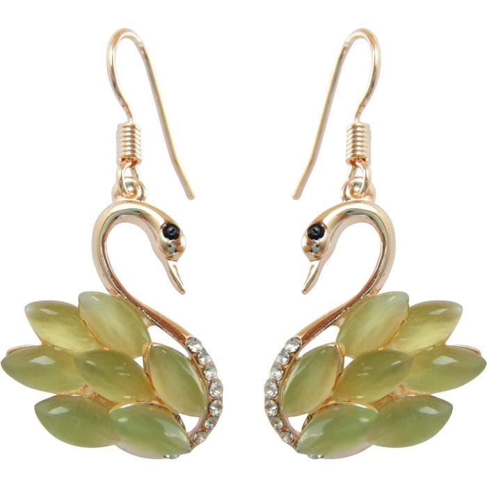 Bracelet Charme Cygne Plaqué Or - Avec Pierres CZ Interchangeables Rouges/Vertes/Bleues