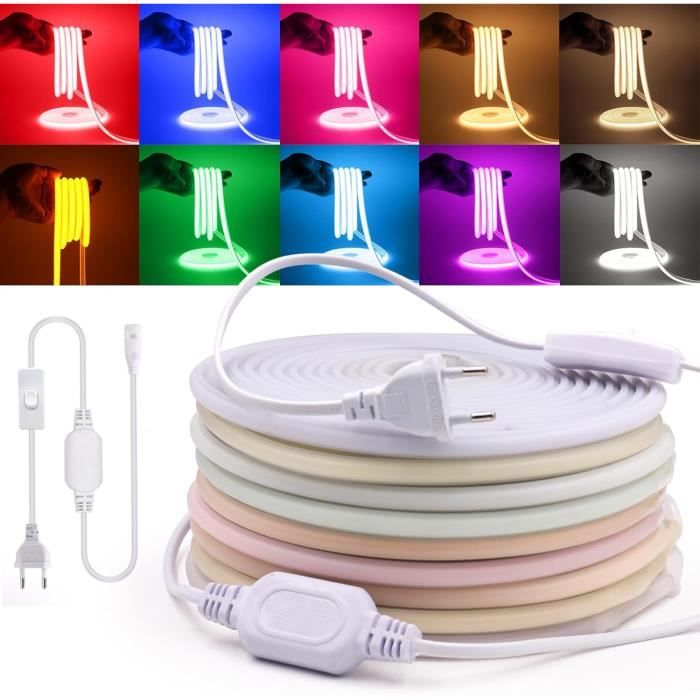 Tira LED COB Flexible 220V – 288 LED/m, Blanco Frío, 17 M, IP65 Impermeable – Con Interruptor Regulable