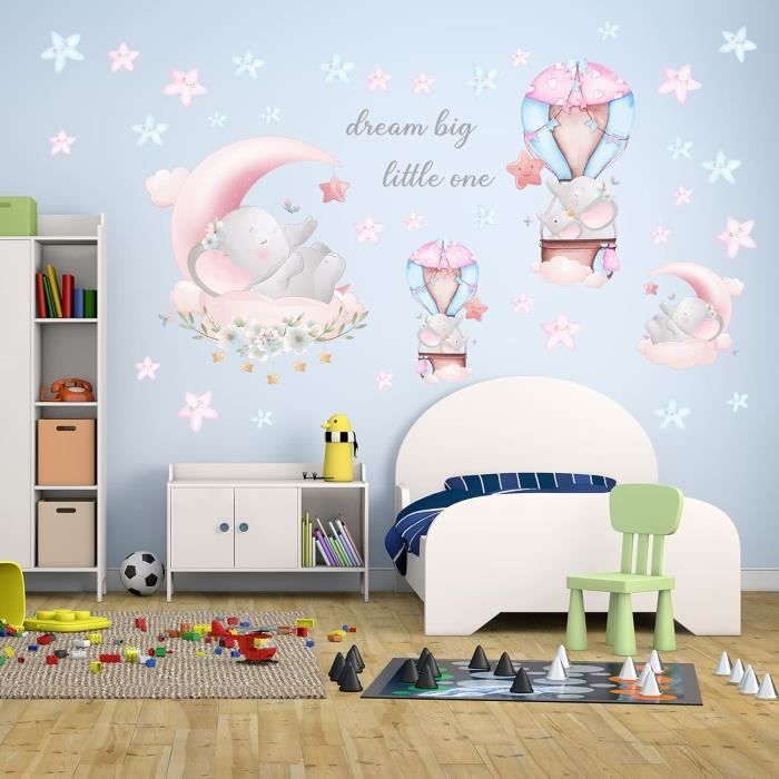 Stickers Muraux Animaux En Ballons BASHOM - Éléphant, Girafe, Singe - Déco Enfant Amovible
