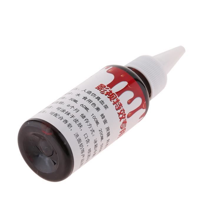 Faux Sang Artificiel 100 Ml + Lait De Latex 60 Ml – Kit Maquillage Effet Spécial Pour Halloween, Zombie, Vampire Avec Éponge