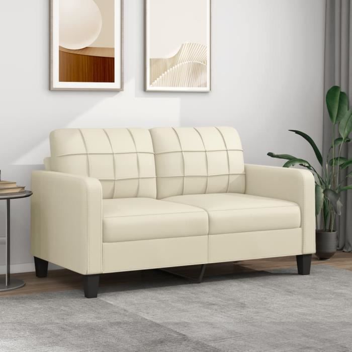 Divan - Sofa Moderne Canapé à 2 places - Crème 140 cm Similicuir 23,8Kg, FR2023