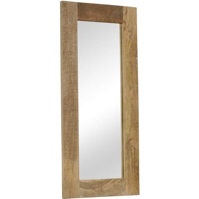 Buffet Haut En Bois De Manguier Massif Blanc – 40x33x110 Cm, 3 Portes, Rangement Moderne Pour Salon