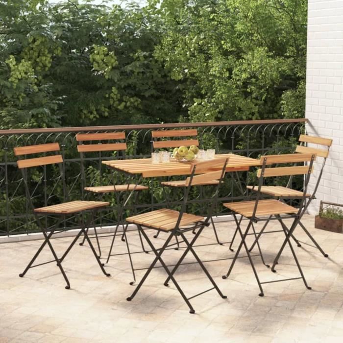 vidaXL Chaises de bistrot pliantes Bois de teck solide