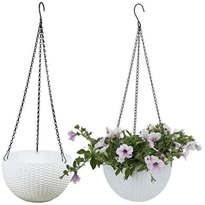 Pots de en Rotin pour Lot de 2 pots de fleurs suspendus en rotin pour ...