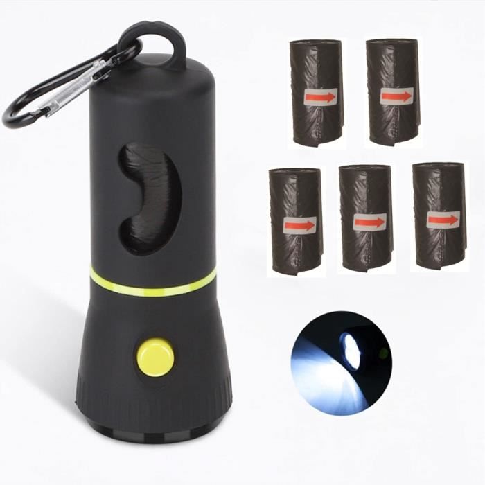 Meilleurs prix pour Distributeur de Sacs à Déjections Canines avec Lampe de Poche LED,Distributeur Sac a Crottes Chien avec 75 Sac Ramasse Crotte Chien