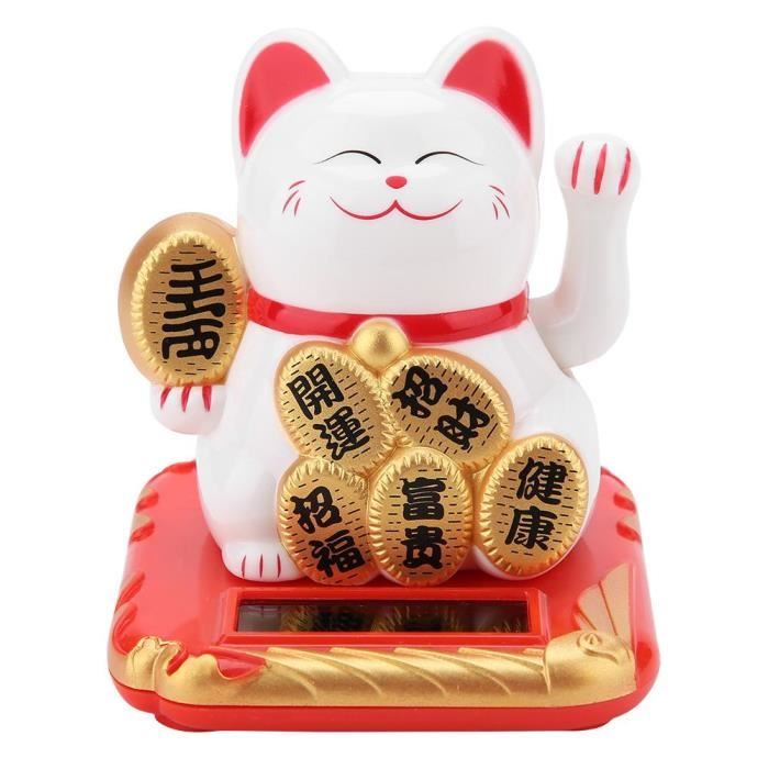Chat De La Fortune Porte Bonheur Energie Solaire Pour Decoration Voiture Bureau Restaurant Blanc Dq France Cdiscount Maison