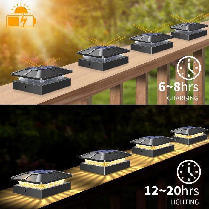 Lampes Solaires Pour Poteaux Et Clôtures - 2 Modes D'éclairage LED - Extérieur